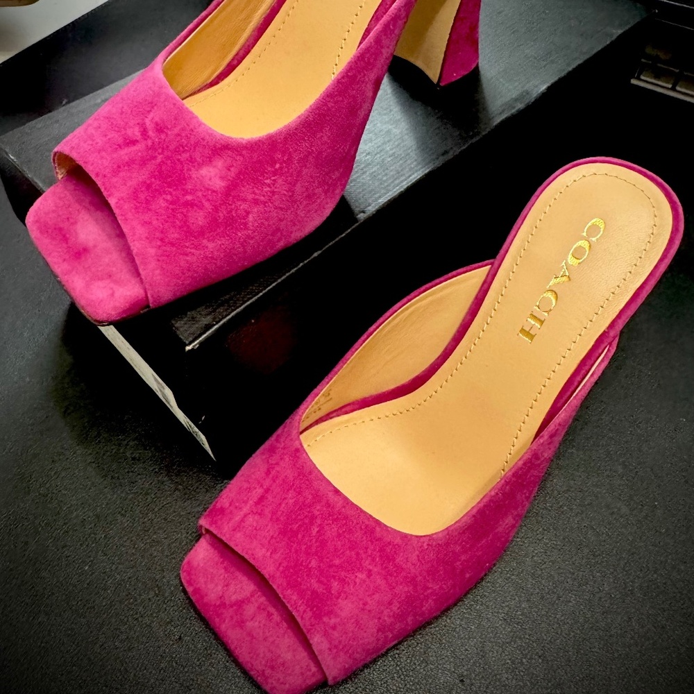 Coach Laurence Suede Sandal Mule, Plum - Picture 2 of 5